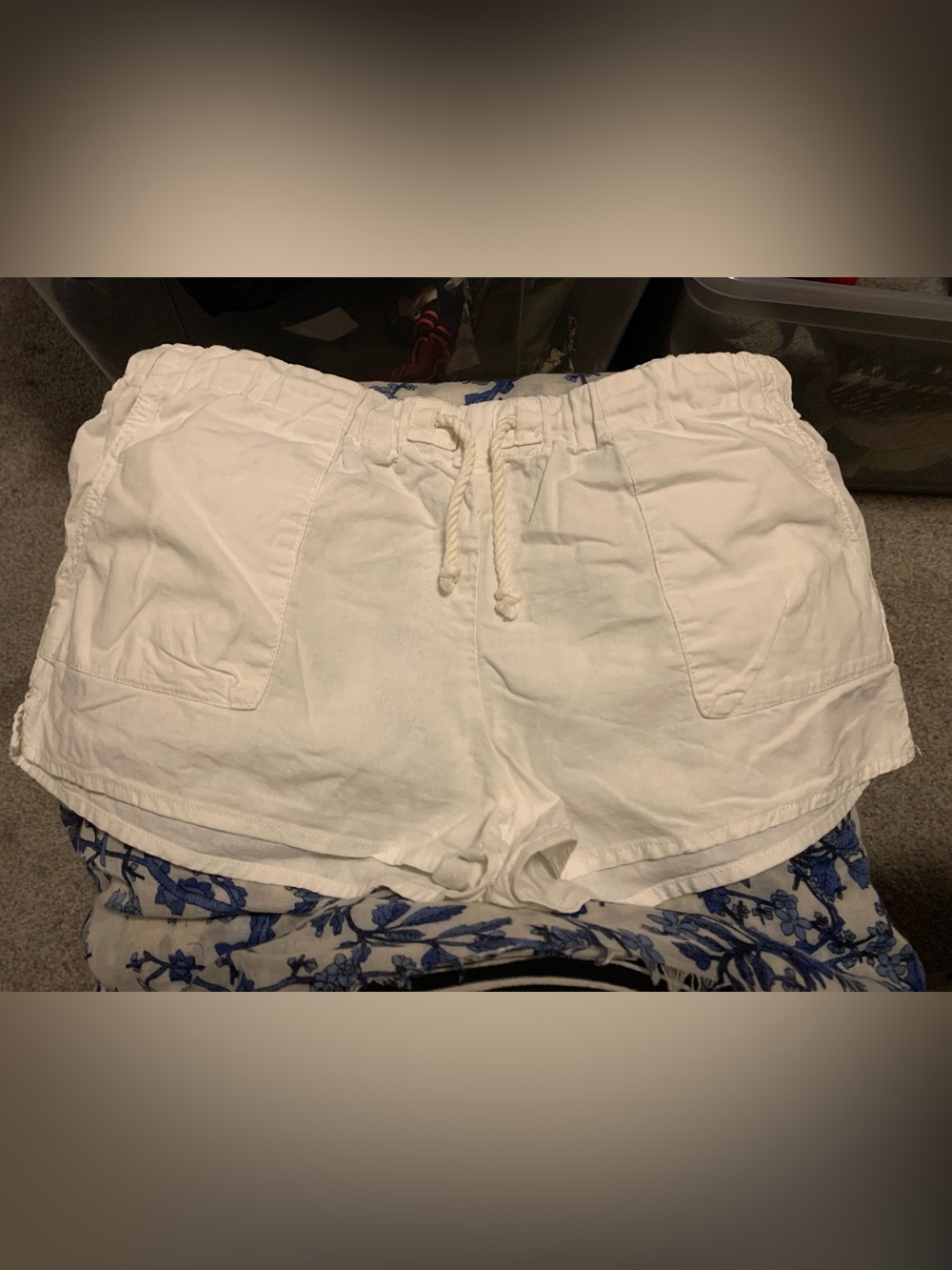 TNA linen White High-Waist Drawstring Shorts